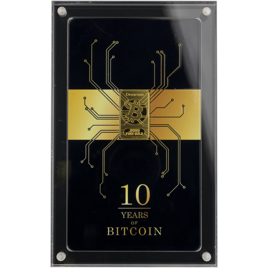 Denarium Bitcoin Decennium 2019 gold bar